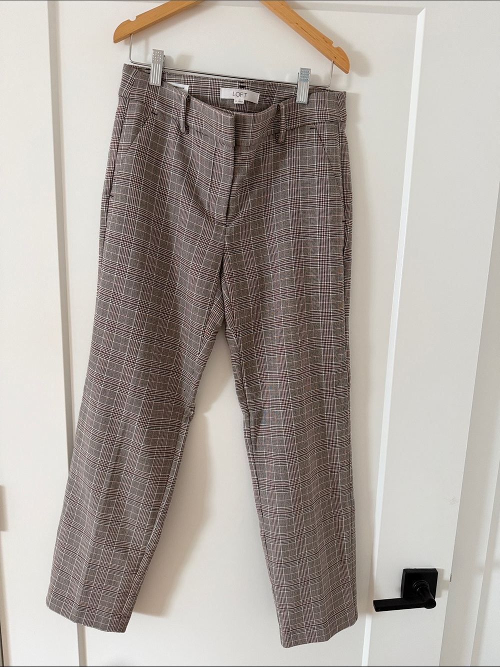 LOFT Women’s Plaid Dress Pants in Brown and Gray